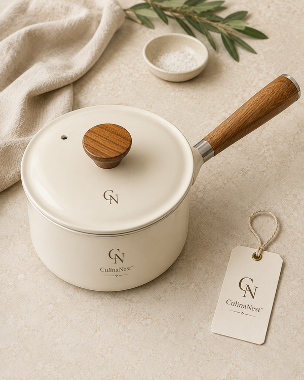 CulinaNest™ Ivory Saucepan with Lid