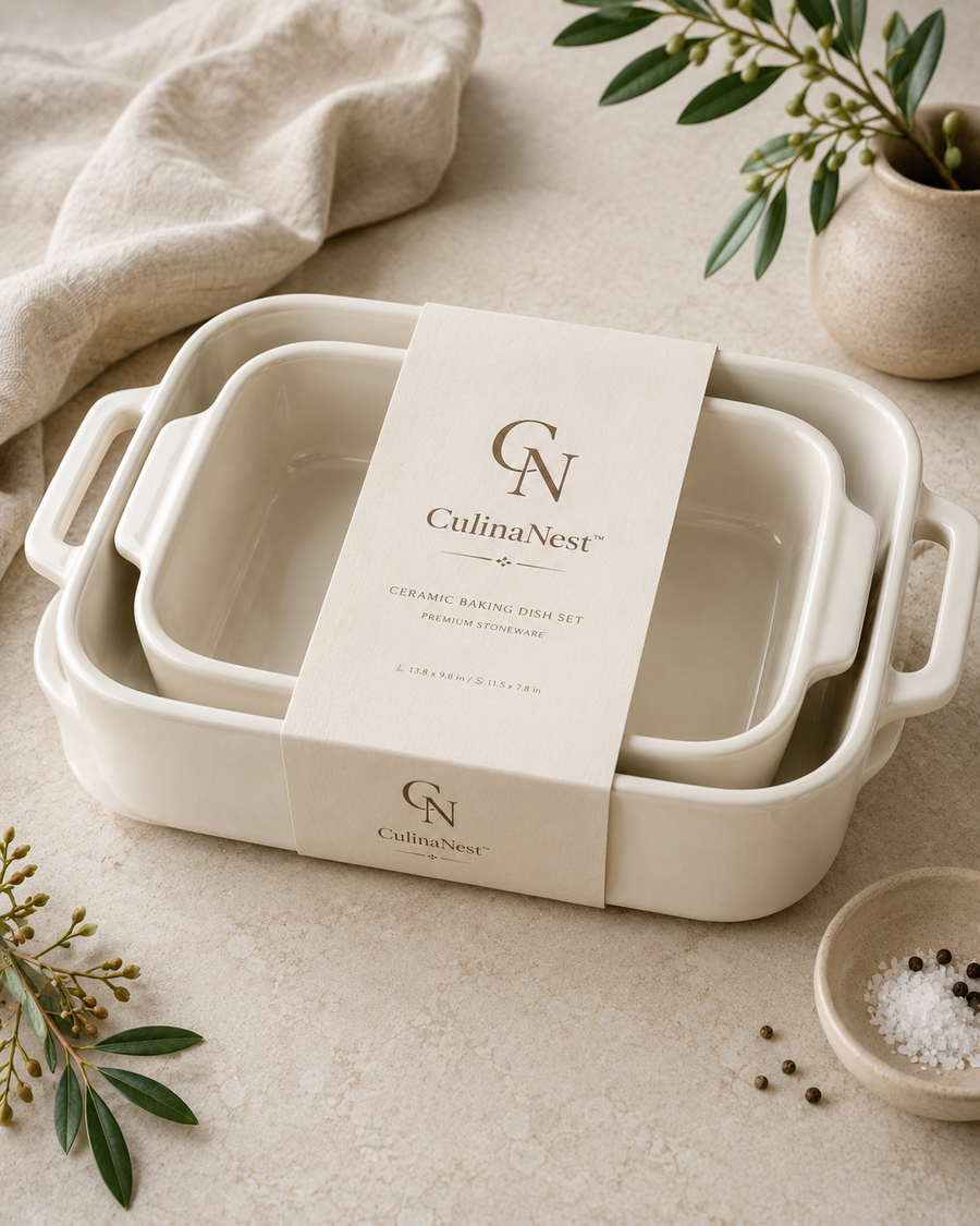 CulinaNest™ Rectangular Ceramic Baking Dish Set